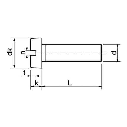 La vis métaux 2X4 se distingue par une tête cylindrique large fendue pour utilisation avec un tournevis