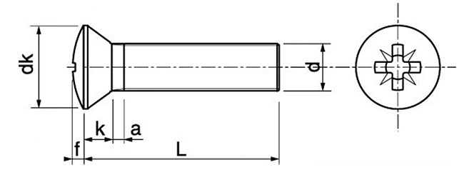 dimensions vis tête bombée pozi TFB Inox A2 4X8